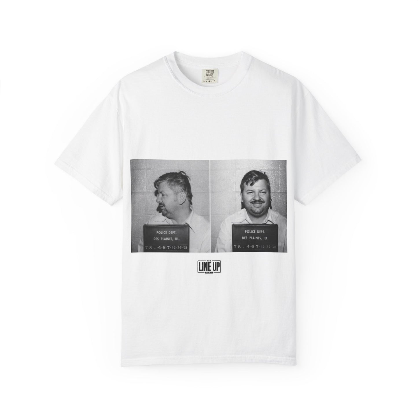 T-Shirt — Vintage Mugshot Photo Graphic Tee (Police Booking Photo Design)